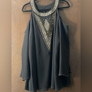 Elegant Black Embellished Women's Top
